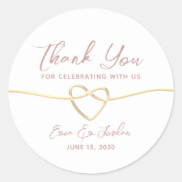 Adesivo Redondo Casamento Minimalista Dusty Rosa Obrigado