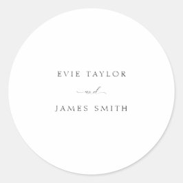 Adesivo Redondo Casamento Minimalista Elegante de Script Clássico