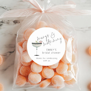 Adesivo Redondo Casamento Minimalista Margs Obrigado Chá de Noiva