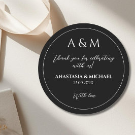 Adesivo Redondo Casamento minimalista moderno em preto e branco