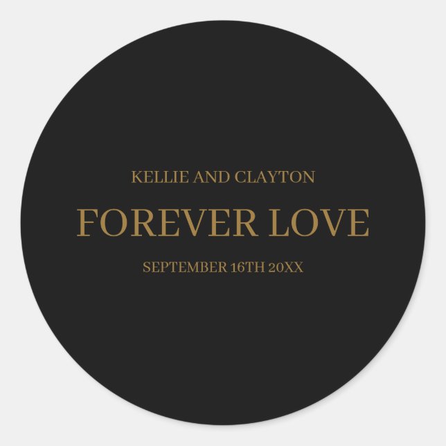 Adesivo Redondo Casamento Minimalista Moderno Preto (Frente)