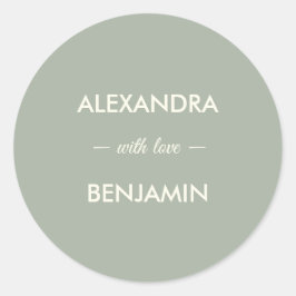 Adesivo Redondo Casamento Minimalista Moderno | Sage Verde Atempor