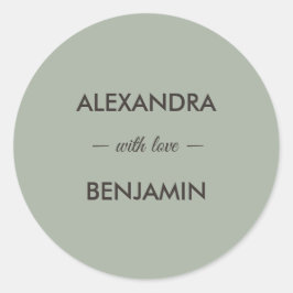 Adesivo Redondo Casamento Minimalista Moderno | Sage Verde Atempor