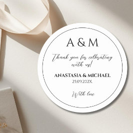 Adesivo Redondo Casamento minimalista preto branco moderno