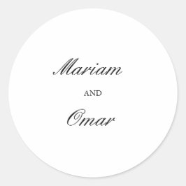 Adesivo Redondo Casamento Minimalista Preto e Branco com Letra Ele