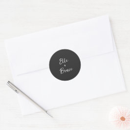 Adesivo Redondo Casamento Minimalista Tipografia Moderna