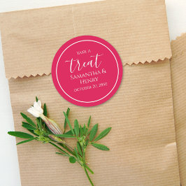 Adesivo Redondo Casamento Minimalista Vermelho Aniversário Caligra