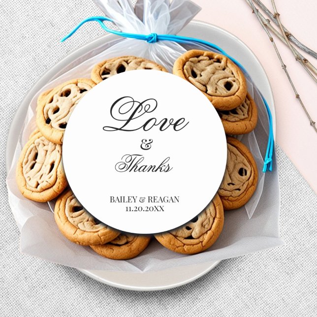 Adesivo Redondo Casamento Mínimo Branco e Negro (Criador carregado)