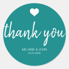 Adesivo Redondo Casamento Mínimo da Tipografia Teal Moderna