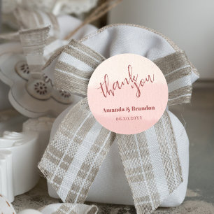 Adesivo Redondo Casamento Mínimo De Blush Bloom Bold Script Obriga