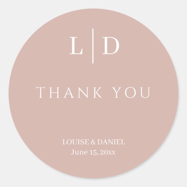 Adesivo Redondo Casamento mínimo e personalizado simples (Frente)