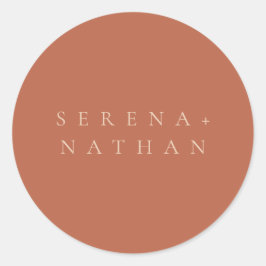 Adesivo Redondo Casamento Mínimo Moderno de Blush & Rust Sunset