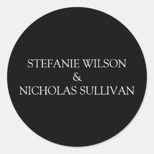 Adesivo Redondo Casamento Mínimo Moderno de Monograma Floral Delic