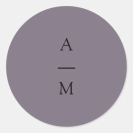 Adesivo Redondo Casamento Mínimo Monograma Trendy Chic Dusty Purpl