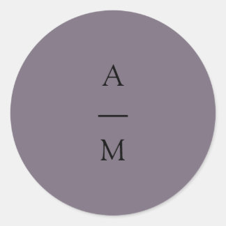 Adesivo Redondo Casamento Mínimo Monograma Trendy Chic Dusty Purpl