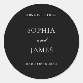 Adesivo Redondo Casamento Mínimo Negro Elegante