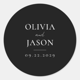 Adesivo Redondo Casamento Mínimo Negro Moderno