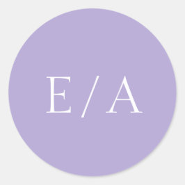 Adesivo Redondo Casamento Mínimo Roxo da Lavanda Digital Monograma