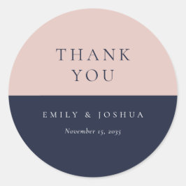 Adesivo Redondo Casamento Moderno Azul-Marinho Blush