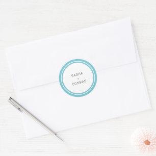 Adesivo Redondo Casamento Moderno Borda Aqua Bold
