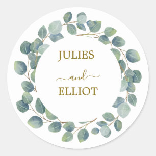 Adesivo Redondo Casamento moderno com eucalipto
