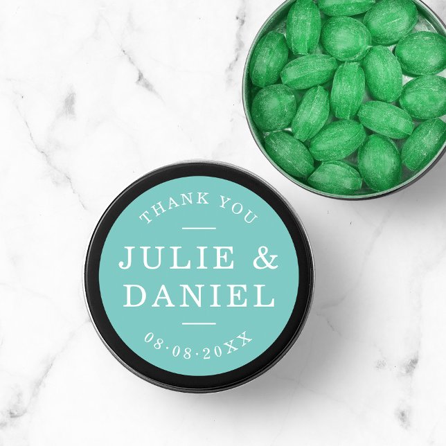 Adesivo Redondo Casamento Moderno com Na moda de Cor Personalizada (Criador carregado)