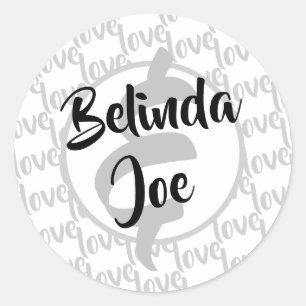 Adesivo Redondo Casamento moderno da tipografia do roteiro do amor
