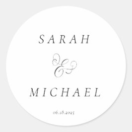 Adesivo Redondo Casamento Moderno da Tipografia Elegante
