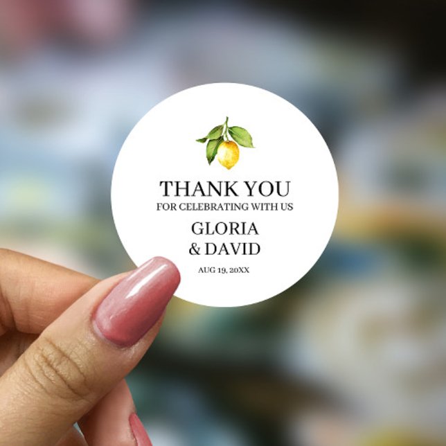 Adesivo Redondo Casamento Moderno de Lemon Amarelo (Criador carregado)