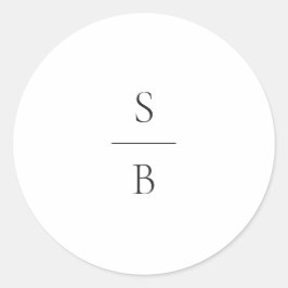 Adesivo Redondo Casamento Moderno do Monograma Branco e Preto Limp