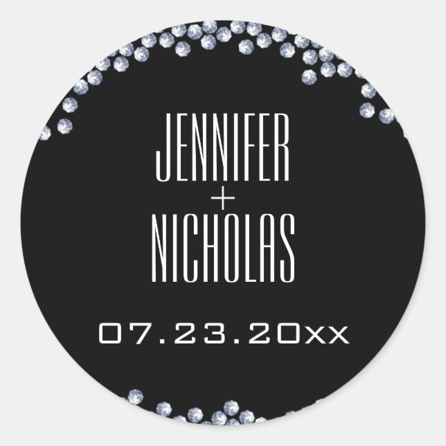 Adesivo Redondo Casamento Moderno dos Diamantes (Frente)