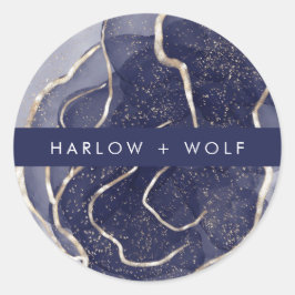 Adesivo Redondo Casamento Moderno Dourado Elegante da Meia-Noite