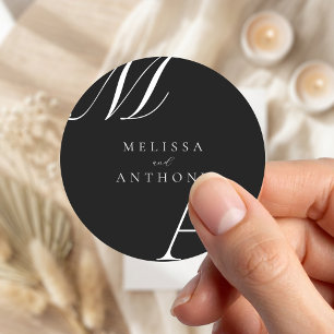 Adesivo Redondo Casamento Moderno e Minimalista do Monograma Elega