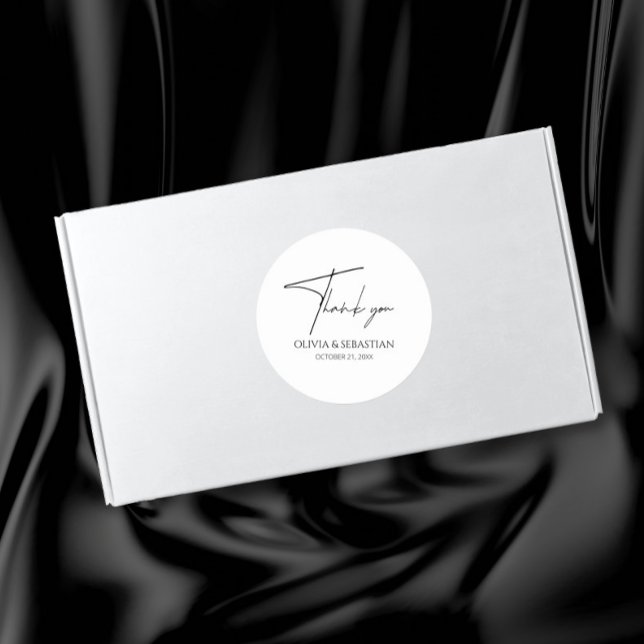 Adesivo Redondo Casamento Moderno e Minimalista Obrigado (Criador carregado)