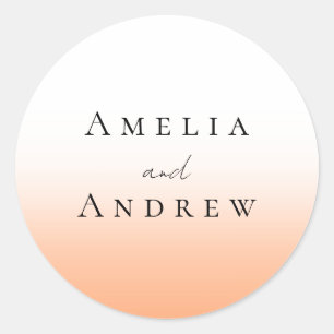 Adesivo Redondo Casamento Moderno Elegante Peach Orange Fuzz