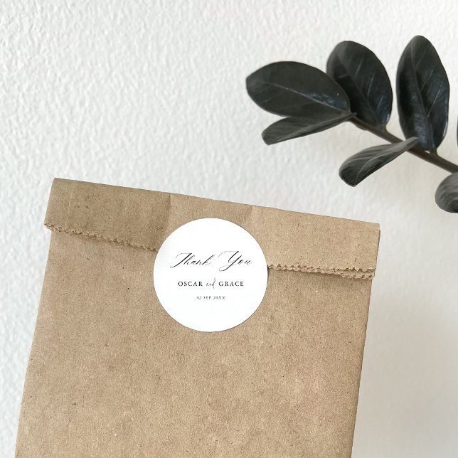 Adesivo Redondo Casamento Moderno Minimalista | Preto e branco (Criador carregado)