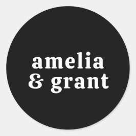 Adesivo Redondo Casamento Moderno Preto de Letra Retroativa