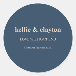 Adesivo Redondo Casamento Moderno Tipo Azul Clássico