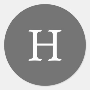 Adesivo Redondo Casamento Monograma Cinza Simples