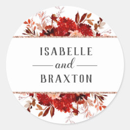 Adesivo Redondo Casamento Monograma Com Moldura De Beleza Rústica