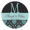 Casamento Monograma Damask Blue Black Seal