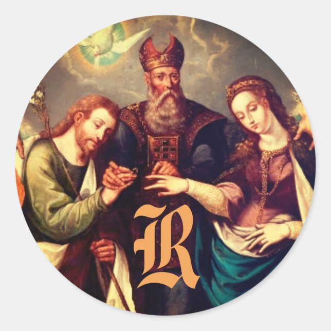 Adesivo Redondo Casamento monograma de Mary & Joseph (Frente)