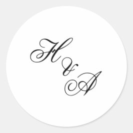 Adesivo Redondo Casamento Monograma Moderno e Elegante em Caligraf