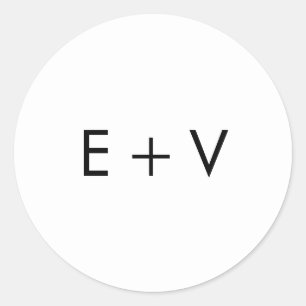 Adesivo Redondo Casamento Monograma Moderno Minimalista Simples