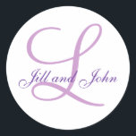 Adesivo Redondo Casamento Monograma Noivo Data Lilac Seal<br><div class="desc">Casamento Monograma Noivo Data Lilac Seal</div>