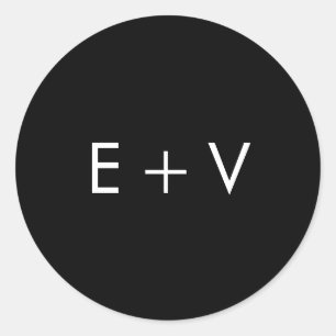 Adesivo Redondo Casamento Monograma Preto Moderno