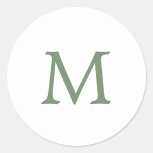 Adesivo Redondo Casamento Monograma Simples Jardim Verde e Branco