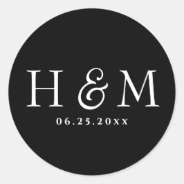 Adesivo Redondo Casamento Monogramado com Tipografia Simples e Ele