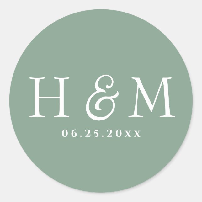 Adesivo Redondo Casamento Monogramado com Tipografia Simples e Ele (Frente)