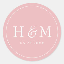 Adesivo Redondo Casamento Monogramado com Tipografia Simples e Ele